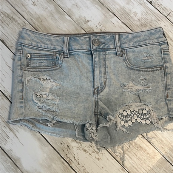 American Eagle Outfitters Super Stretch Shortie Distressed Denim Women Shorts 6 - Picture 2 of 12